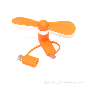 Cooling Fan 3in1 Mini Usb Fan for iPhone Mobile Phone USB, Portable Mini Fan